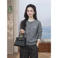 【双11提前购】茵曼25秋季纯色翻领领套头拼接休闲百搭开衫毛衣