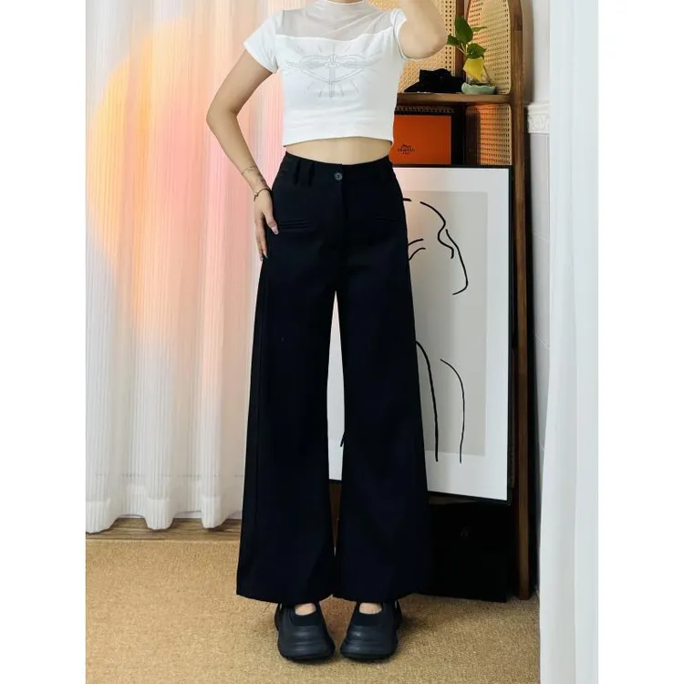 梨型身材高腰直筒西装裤女秋季新款胖mm遮胯显瘦宽松阔腿休闲长裤
