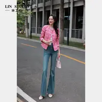 【棉】琳工坊“秋水”蓝色牛仔裤气质职场通勤百搭休闲唐琳设计师