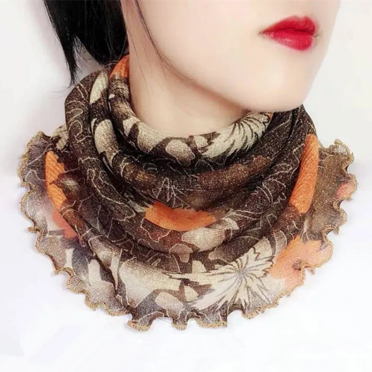 2025新款小丝巾薄款围脖防晒面纱围巾护颈脖子秋冬时尚搭配女纱巾