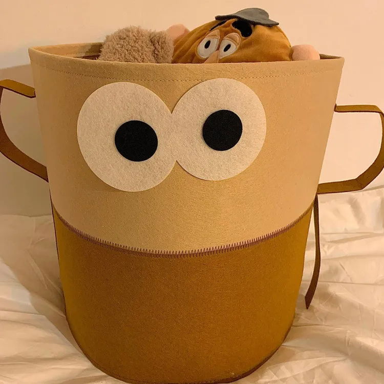 大容量脏衣篮衣服篓收纳桶可爱卡通家用可折叠毛毡玩具零食杂物筐