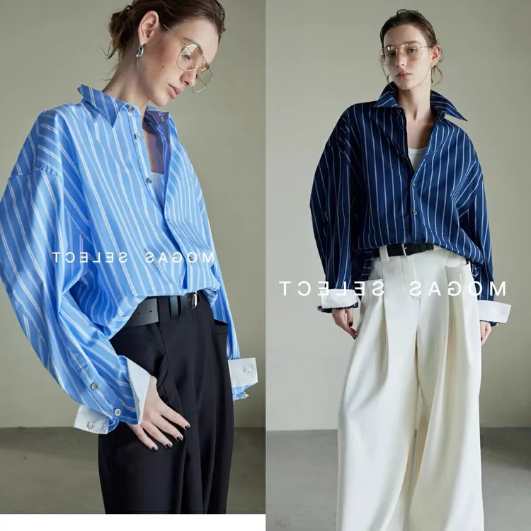 早春上新撞色条纹衬衫设计感上衣衬衫  A5573#  RW