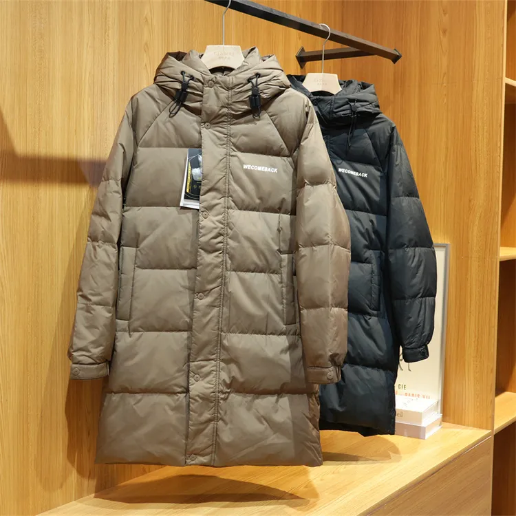 冬季男士连帽中长款羽绒服防风保暖休闲简约百搭厚外套Z1760-W31