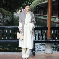 多肉宝贝绵羊毛90.7%山羊绒9.3%双面大衣系带毛呢女1125AL9505