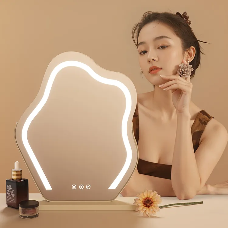 升级新款梳妆台云朵化妆镜台式桌面旋转家用主卧大尺寸充电梳妆镜