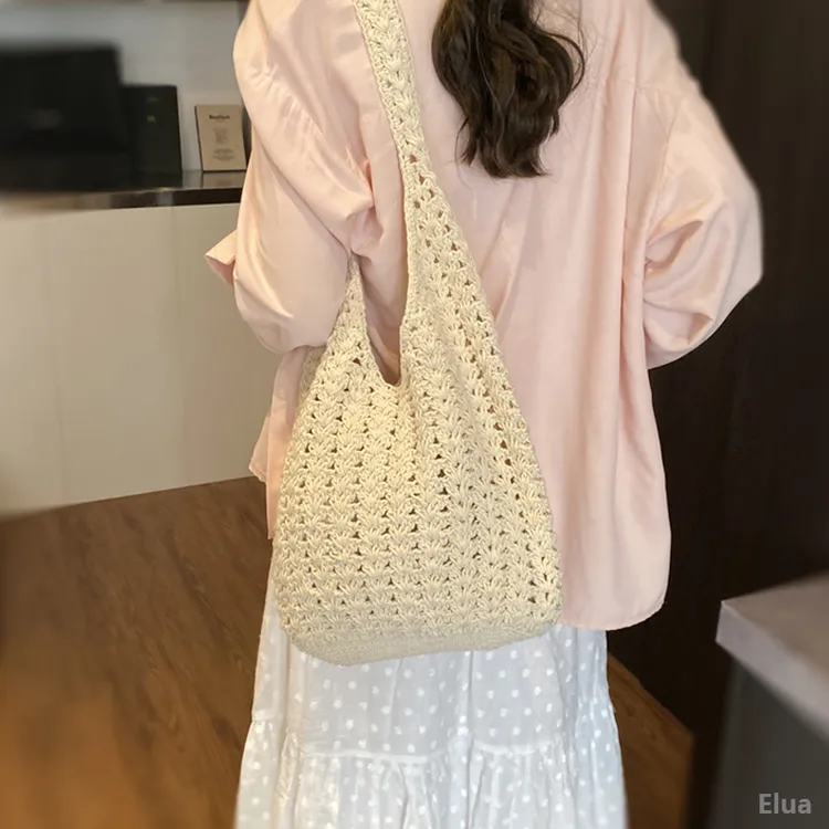 大容量针织夏季新款百搭2025韩版包包爆款小众托特包编织单肩包女