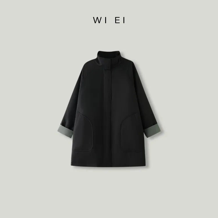 《WI EI》被子羽绒*95霍尔多巴吉白鹅绒 中长款立领羽绒服 R2354