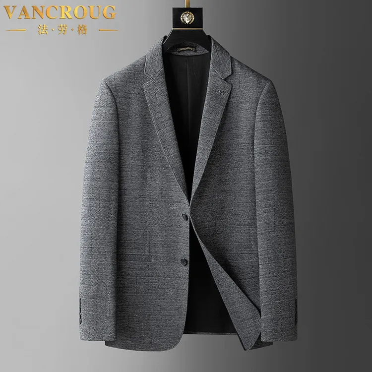 VANCROUG/法劳格西服男士秋季大码休闲宽松加肥加大商务免烫外套 