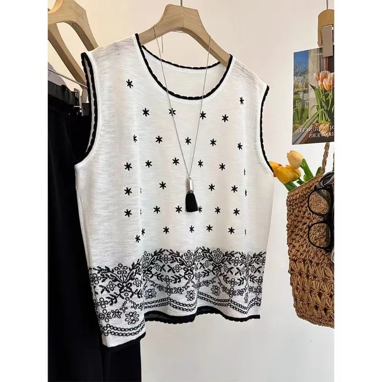 2号链接 夏季重工针织刺绣马甲