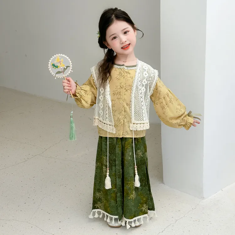 女童秋套装新中式儿童汉服日常可穿小女孩波西米亚风女宝洋气穿搭