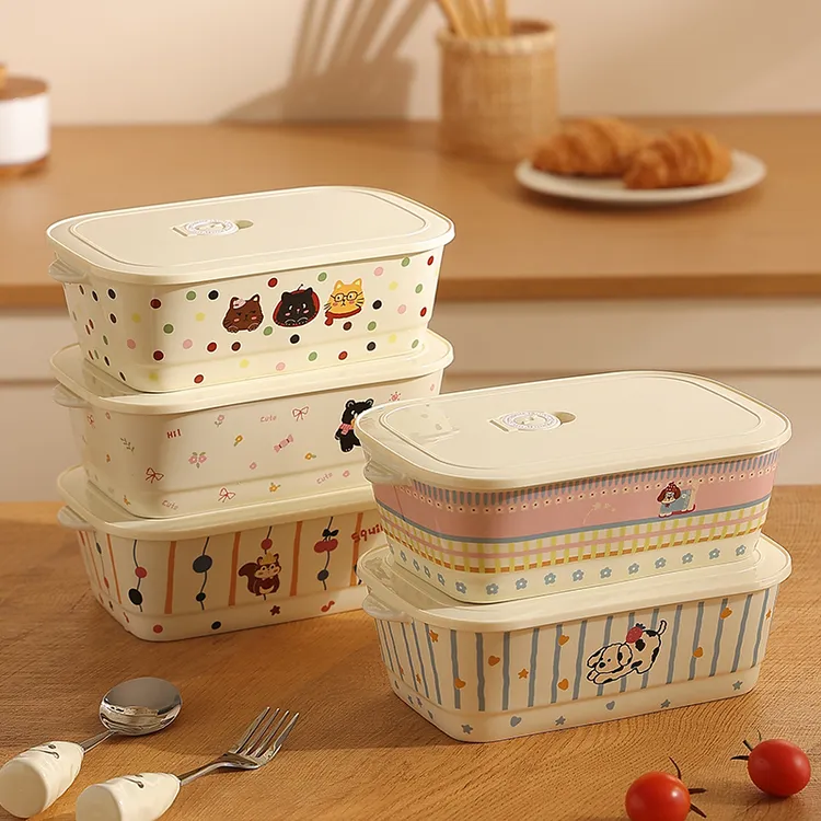 陶瓷便当盒可微波炉加热饭盒上班族高颜值分隔保鲜盒带盖餐盒可爱