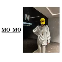 MOMO【素颜T恤】2025新款百搭字母圆领透气打底宽松简约欧美长袖T恤
