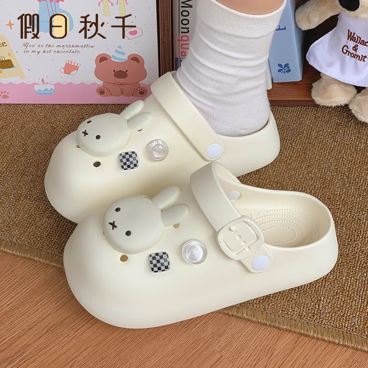 卡通米菲兔厚底洞洞鞋女夏少女心防滑足弓支撑沙滩海边凉拖鞋秋千