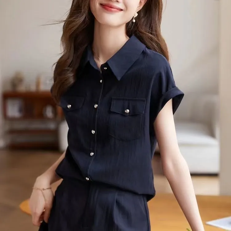 高档显瘦衬衫短裤套装一整套2025夏季新款小个子时尚休闲两件套女