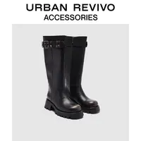 URBAN REVIVO2025秋季新款女士复古铆钉厚底长靴UAYS50096