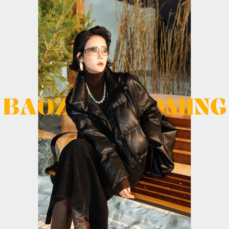 暴躁小明<雪村>极简立领气质羽绒服外套冬季防风保暖皮外套/92519