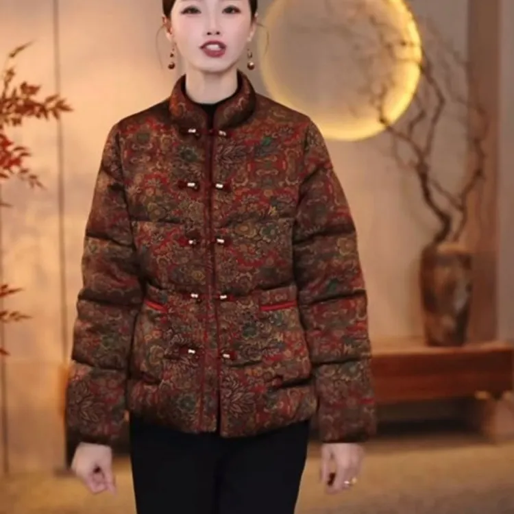 新中式加厚短款棉衣外套2025冬季新款中老年气质显瘦洋气保暖棉服