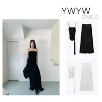 【YWYW25F/W】秋季收腰气质吊带背心+弹力修身包臀长裙套装5011