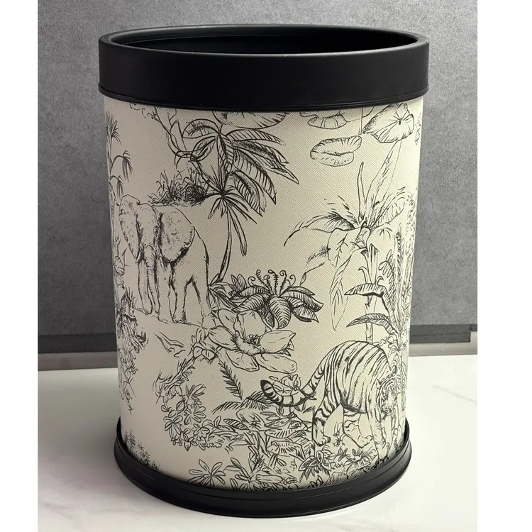 2025新款艺术装饰垃圾桶 家用客厅卫生间 热带动物手绘风高端纸篓
