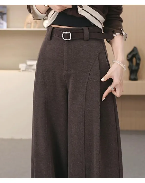  秋冬厚款呢子贝斯裤~糯感休闲裤垂感宽松直筒裤显瘦阔腿裤女1527