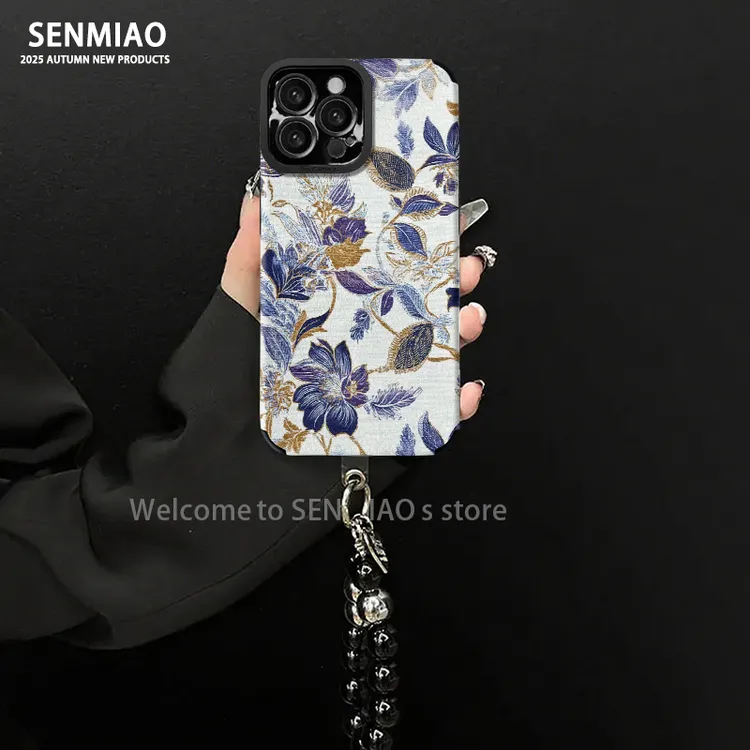 轻奢紫花适用苹果17/16vivo华为oppo小米iPhone16瞳眼羊皮手机壳