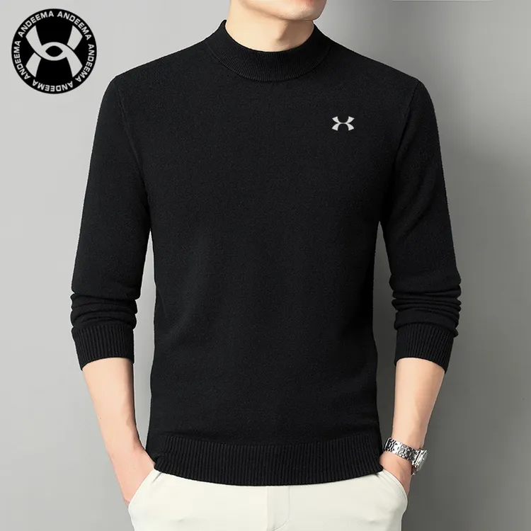 新款秋冬季男士休闲时尚毛线外穿半高领慵懒风仿羊毛针织打底杉