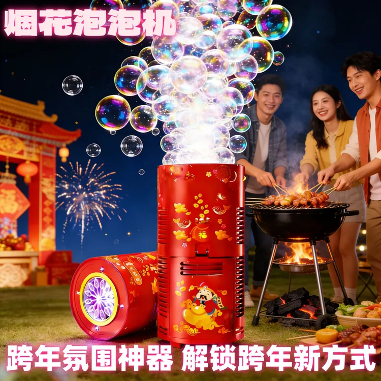 【跨年氛围神器】糖米烟花泡泡机一键出泡泡礼花过新年摆地摊玩具  