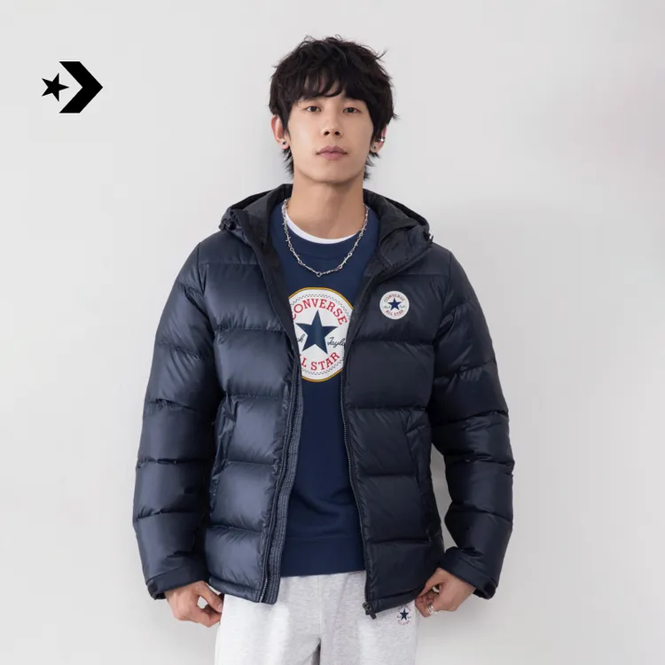 【秋冬新品】匡威男中长款羽绒服保暖连帽面包服CONVERSE MCJ213