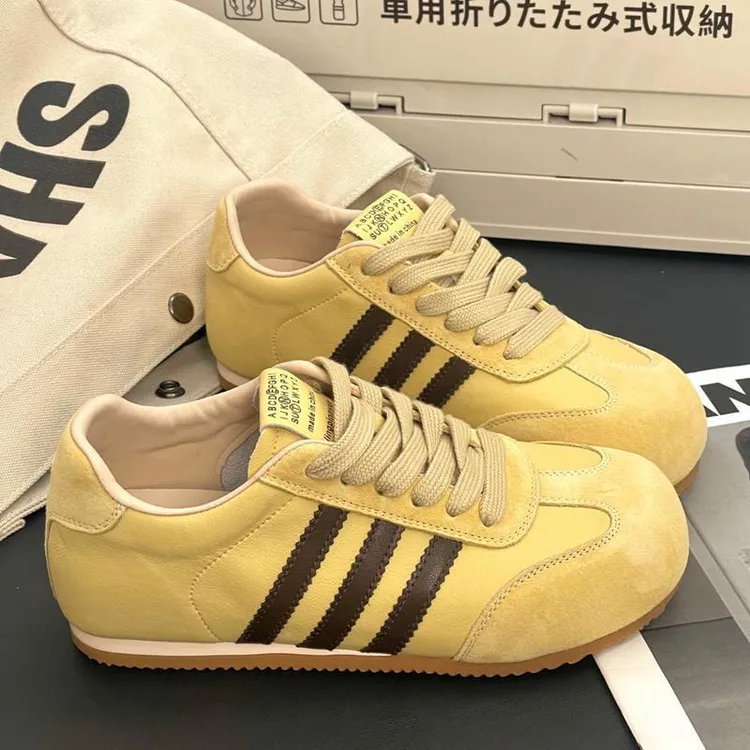 内增高德训鞋女2025春款圆头丑萌休闲轻便运动阿甘鞋女