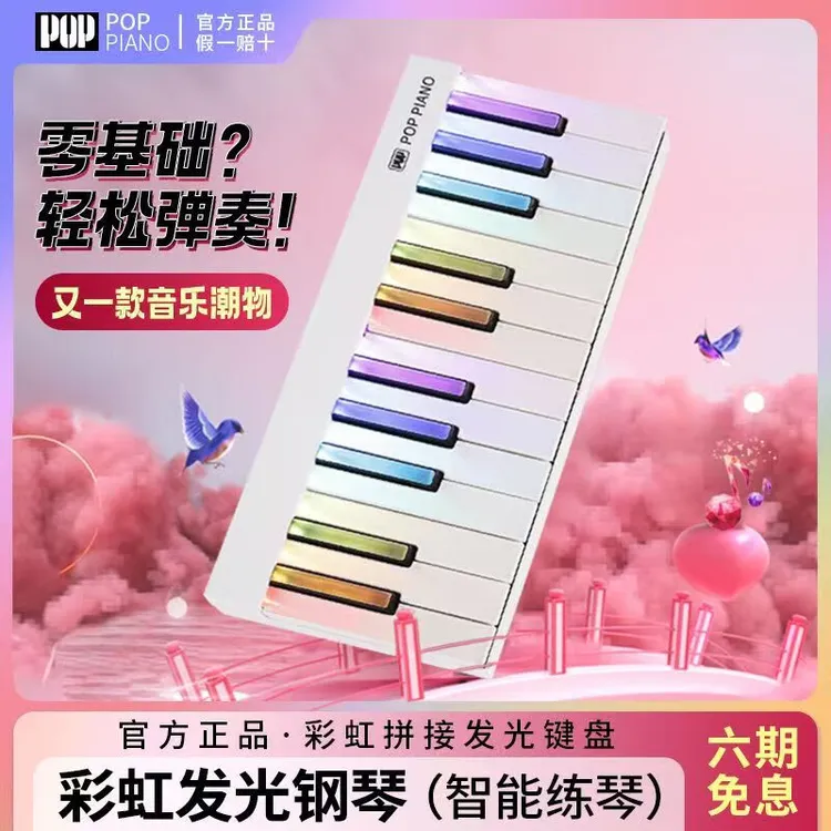 泡泡自学音乐MIDI键盘彩虹琴便携电子琴自学 典雅白-48键生日礼物