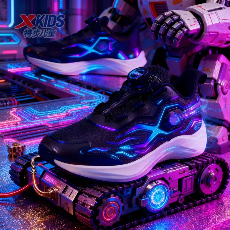 【机甲密网款】特步儿童冬季旋钮跑鞋大童防滑舒适软底运动鞋9318