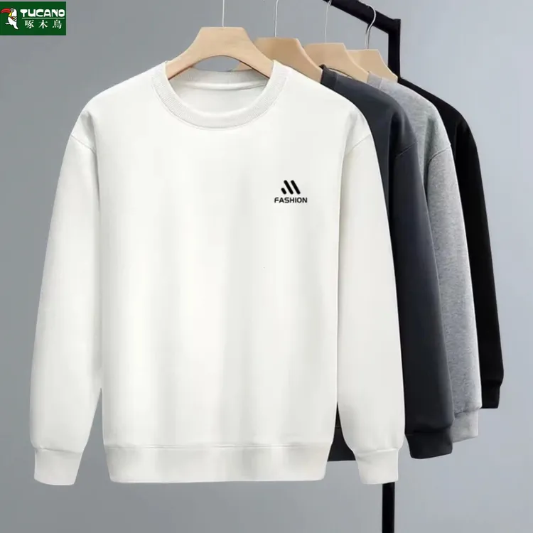 啄木鸟秋冬款卫衣男士休闲宽松大码套头上衣百搭圆领长袖卫衣外套