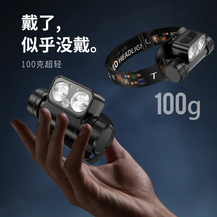 869钓鱼LED头灯专用感应超长续航夜钓灯超亮红光驱蚊头戴式强光