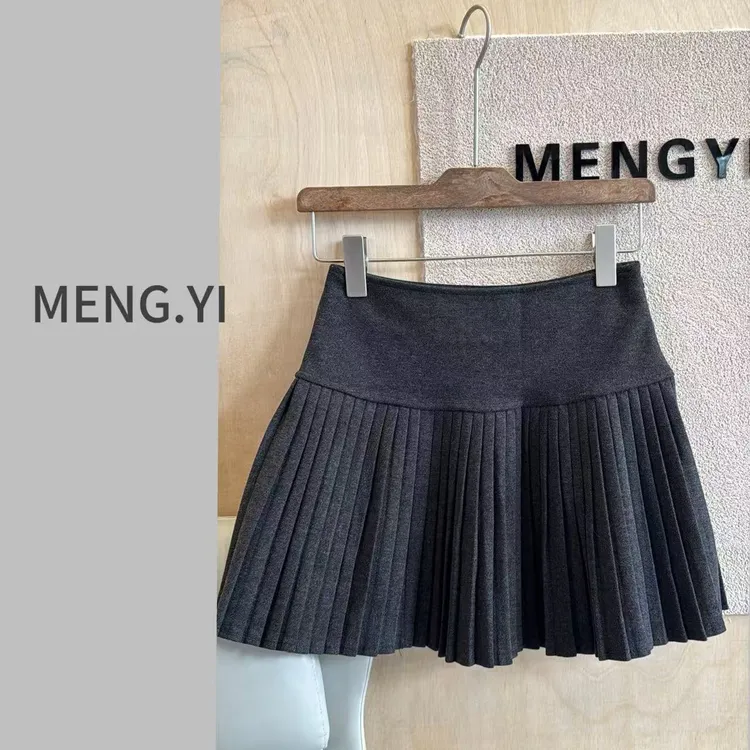 MENG.YI褶皱呢料百褶裙 5352