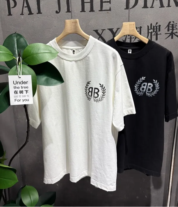 【小雨潮牌】人工手绘短袖秋季日常T恤个性情侣圆领潮流