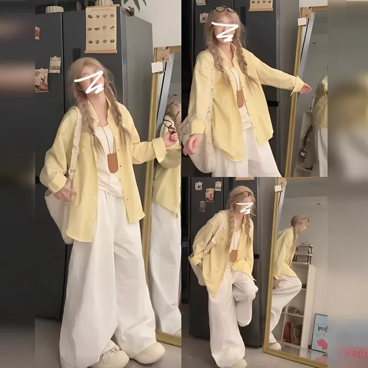 黄色宽松冰丝防晒衬衫薄款防晒衣女夏季爆款2025新款防紫外线外套