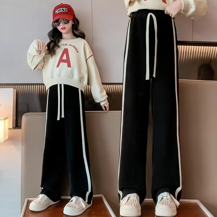 女童裤子阔腿裤秋冬2025新款中大童洋气秋装裤子休闲裤儿童直筒裤