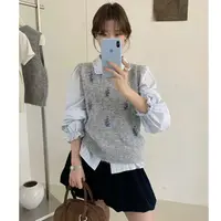 【马海毛】立体钩花花朵毛衣马甲 （单马甲 