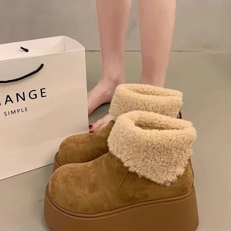 雪地靴女厚底增高2025冬季新款保暖加绒棉鞋勃肯鞋小个子特厚马丁