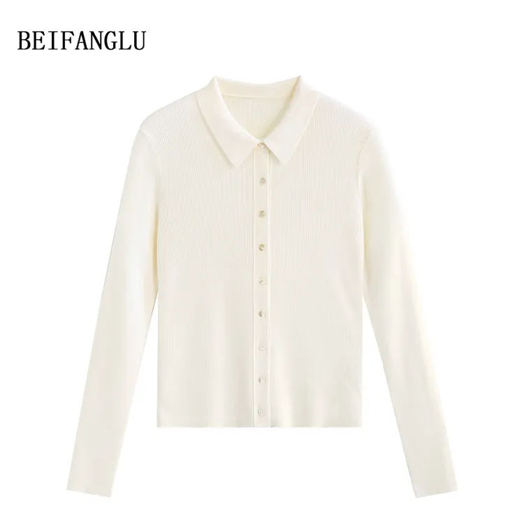 北方鹿【100%可机洗精纺羊毛】气质POLO领坑条针织衫6286