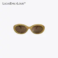 LUCASEMILYLOUIE「琥珀流光风」椭圆形太阳镜复古猫眼墨镜250005