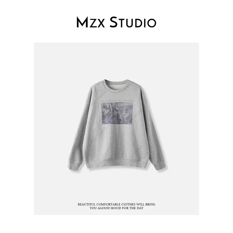MZX 秋季全棉圆领设计感图案印花长袖上衣 SY10301-C