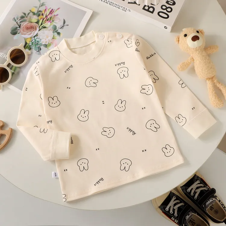 单件圆领宝宝秋衣排湿吸汗上装童装秋季男童秋冬宝宝纯棉女宝儿童