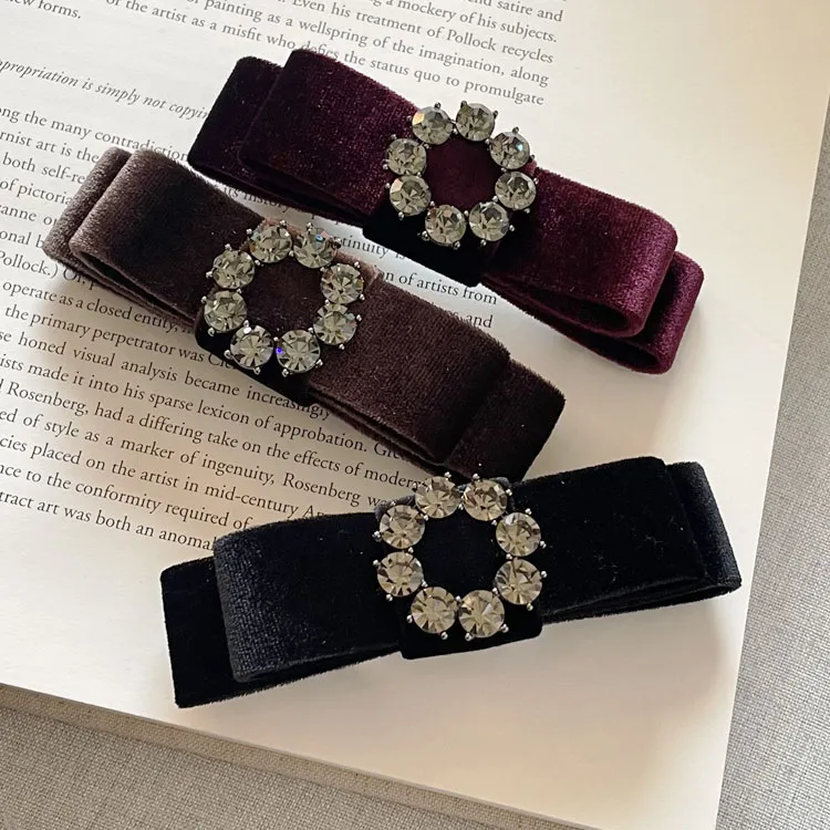 韩国高级法式丝绒发夹顶夹复古轻奢气质马尾弹簧夹头饰复古发饰