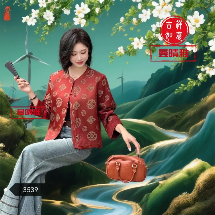 喜庆红亲肤老钱风真丝秋外套薄款长袖提花直襟上衣短款女装秋季