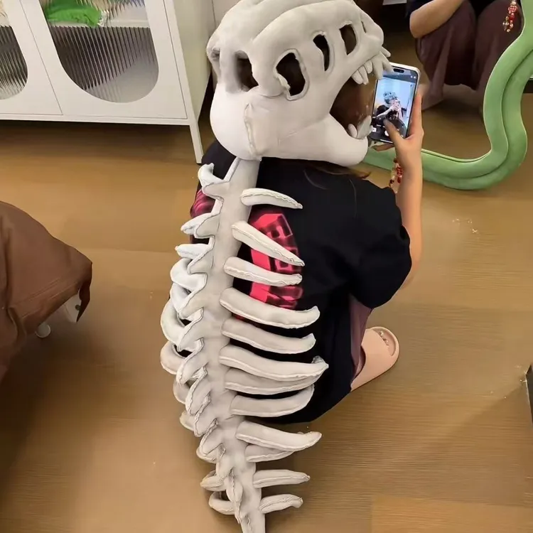 中华恐龙园恐龙骨架面具头套暴龙头骨搞怪成人儿童帽子霸王龙骨骼