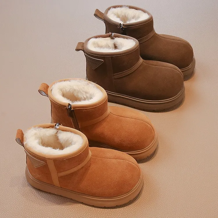 儿童雪地靴子2025新款冬季短靴加绒加厚大棉鞋男童冬鞋女童棉靴潮