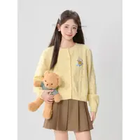 【小巧定制】XQ2635秋季新款甜美彩点点显瘦百搭毛衣外套大码女装