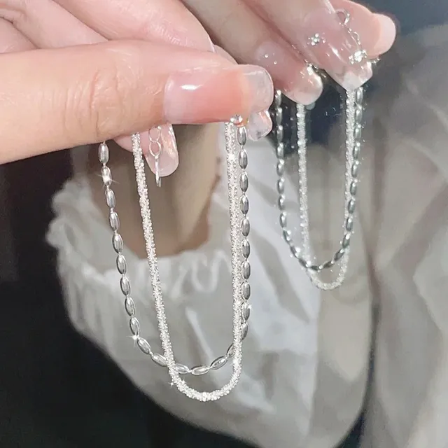 925银玻璃手链 s925银手链女生新款双层手链轻奢小众手串精致饰品