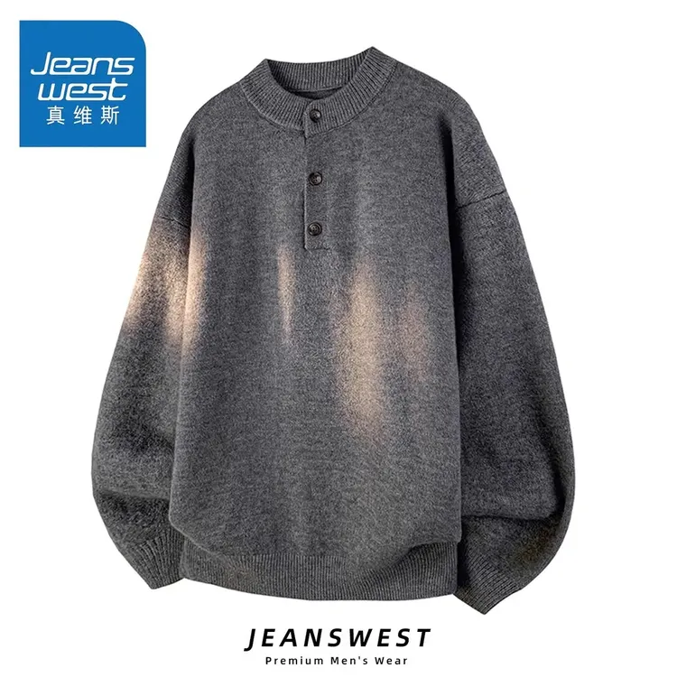 真维斯亨利领毛衣男士秋冬季新款潮牌高级感休闲百搭套头针织上衣